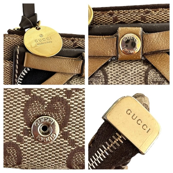 Authentic GUCCI Tan GG Monogram Canvas & Brown Leather Teddy Bear Card Holder - Picture 10 of 16